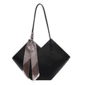 Women's large capacity shoulder bag in horizontal square shape showing black and brown colour options