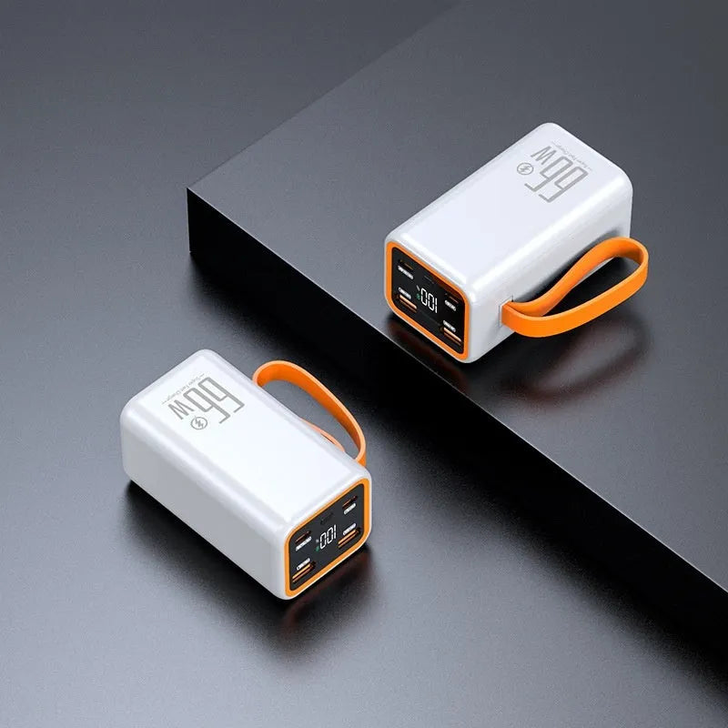 PD66W fast charge 20000mAh power bank in black or white plastic case