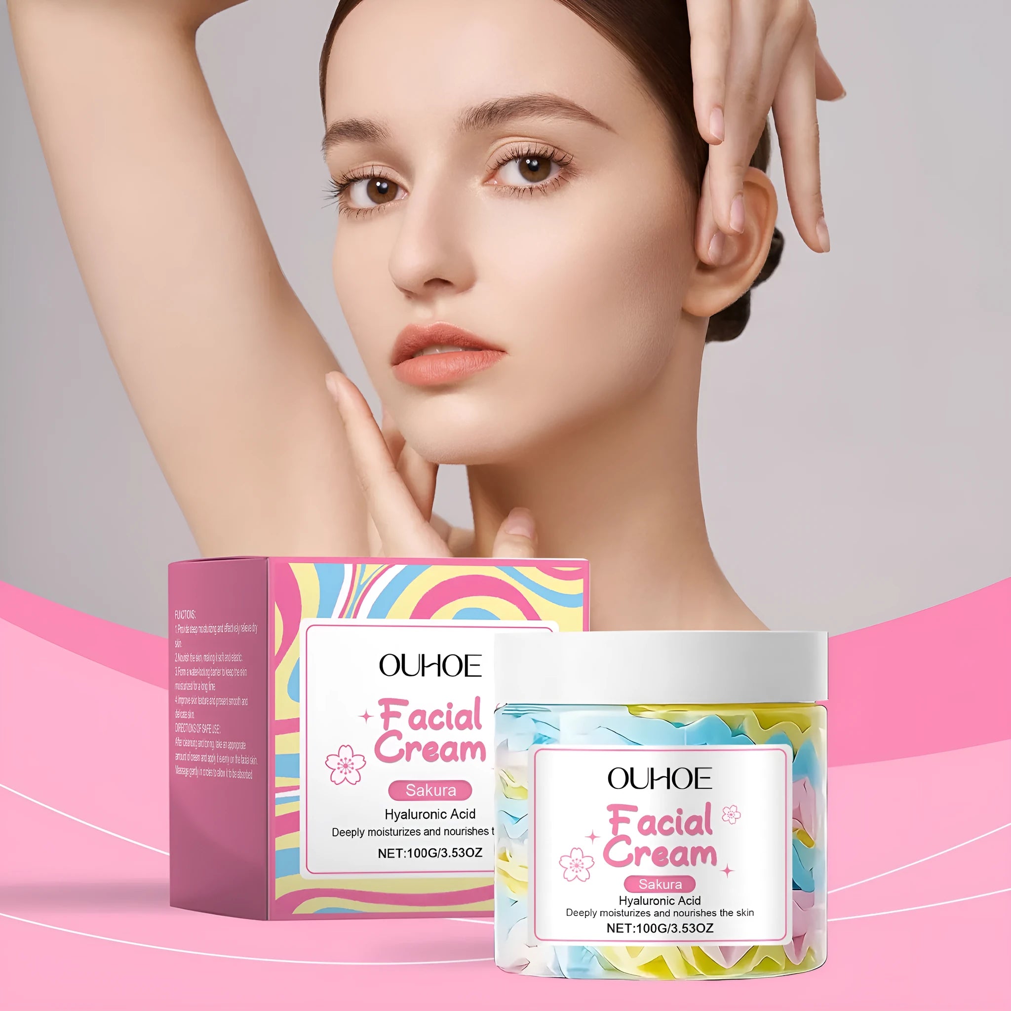White jar of Sakura Butter Cream Nourishing Moisturising Face Cream, 100g.