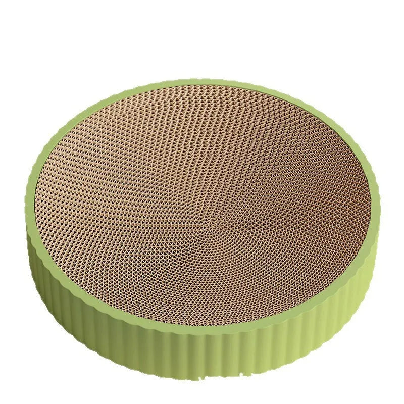 55cm round green cat scratching board with replaceable corrugated paper panels