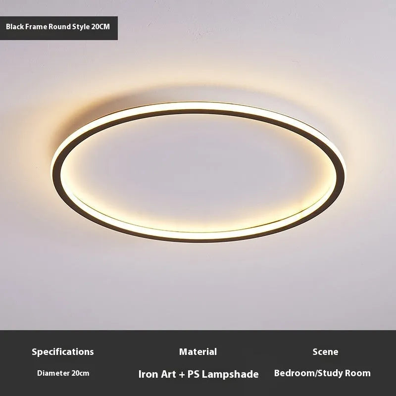 Minimalist modern ceiling lamp in black, white, or gold finish with adjustable lighting and dimming control