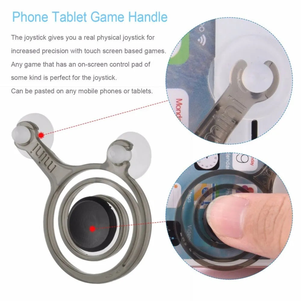 A pair of clear and black mini joysticks for mobile phone touch screen gaming control.