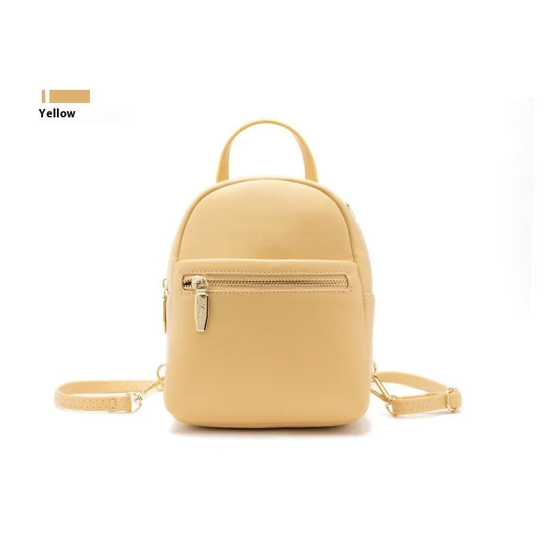 Soft PU mini backpack with large capacity showing three-dimensional pocket and street trend styling