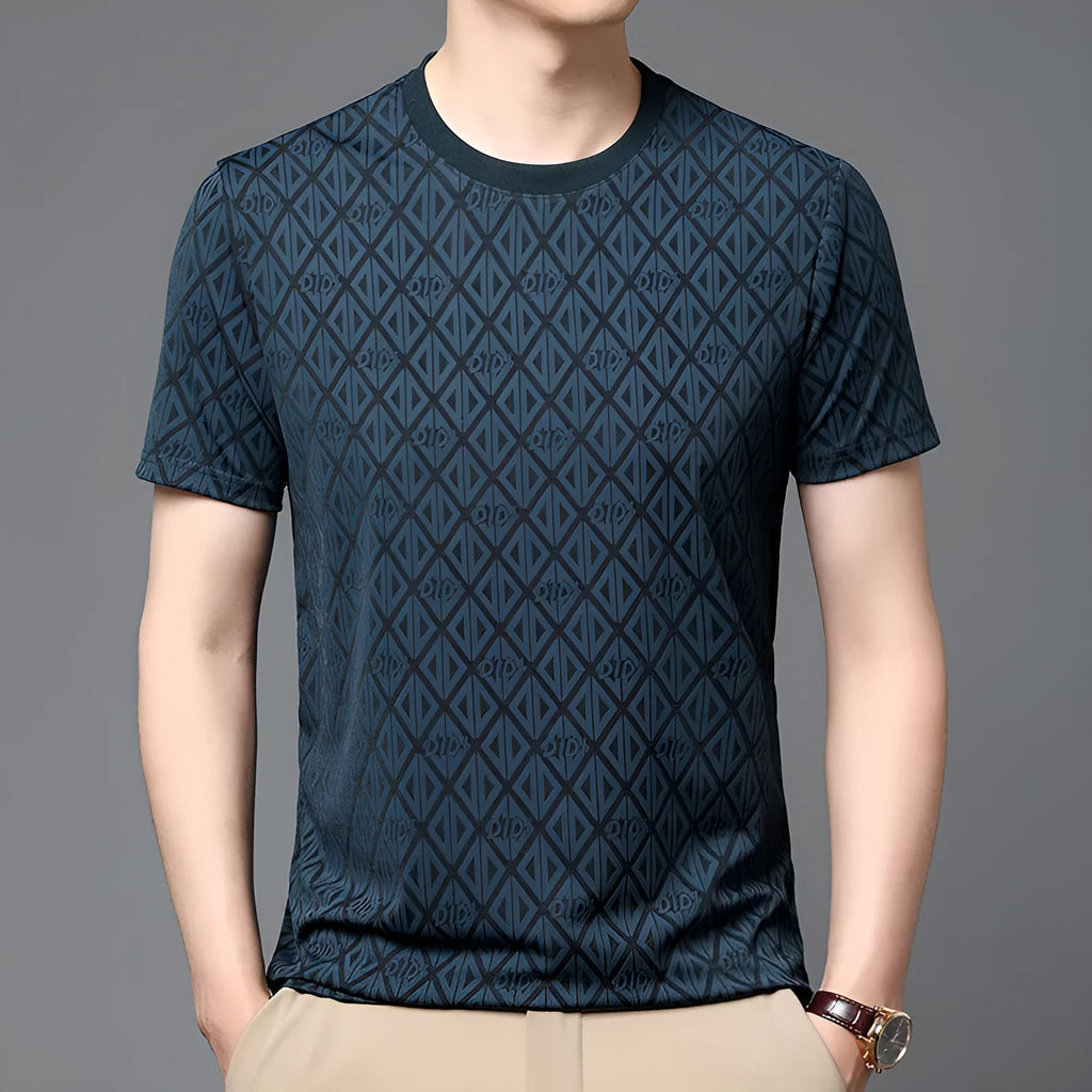 Men's loose fit ice silk short sleeve pullover t-shirt in solid colour
