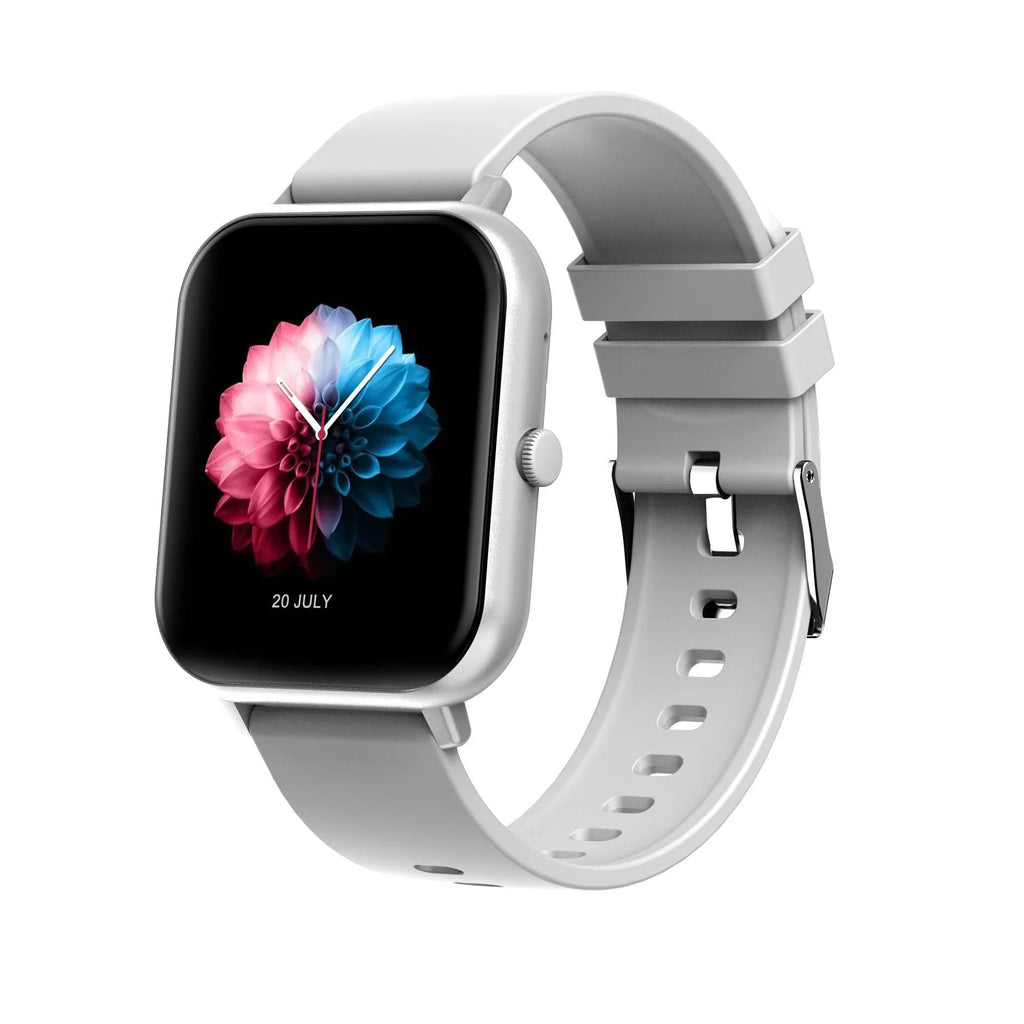 Bluetooth smart watch showing heart rate monitoring and camera remote control functions on TFT screen
