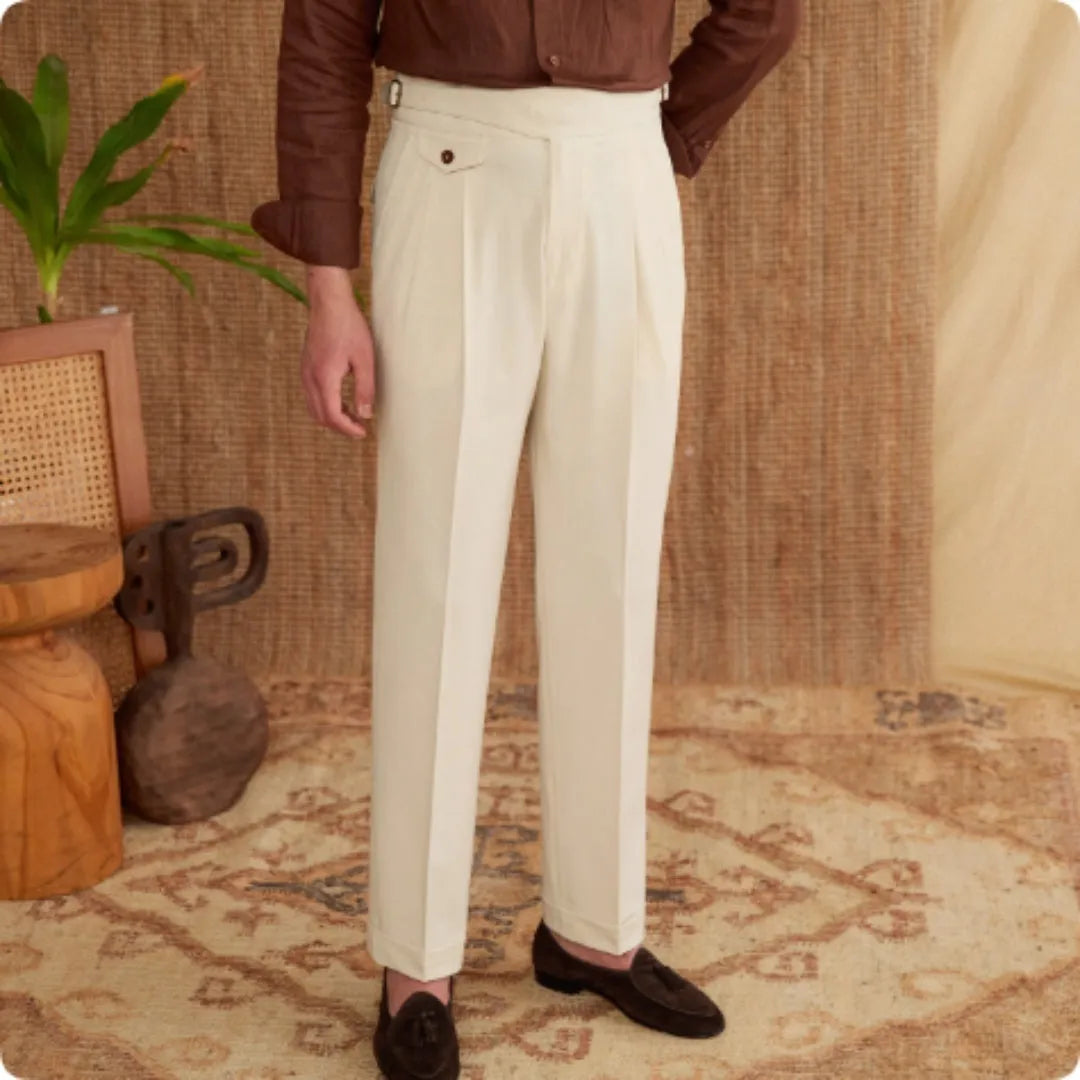 Slim fit men's business trousers in polyester fabric for wrinkle-resistant professional wear