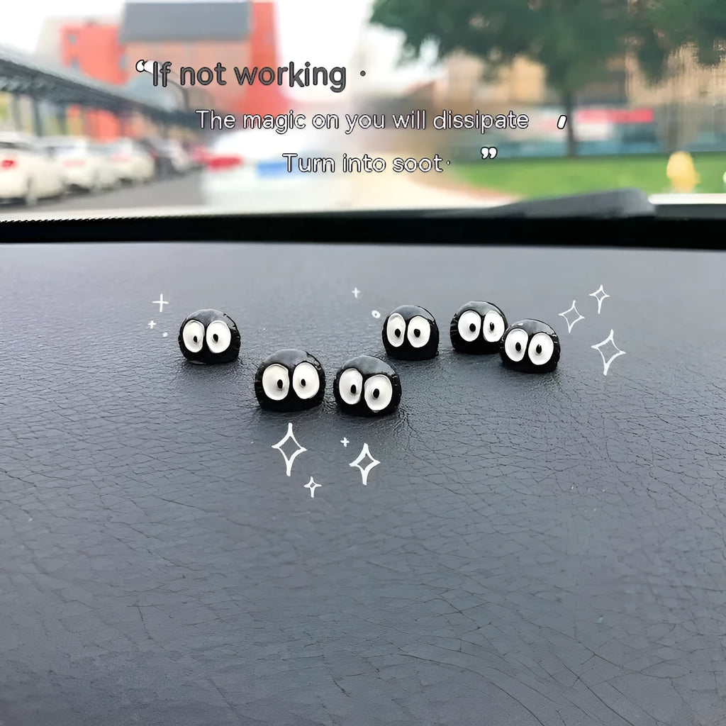 Small black resin briquette cartoon decoration for car interior with traceless glue