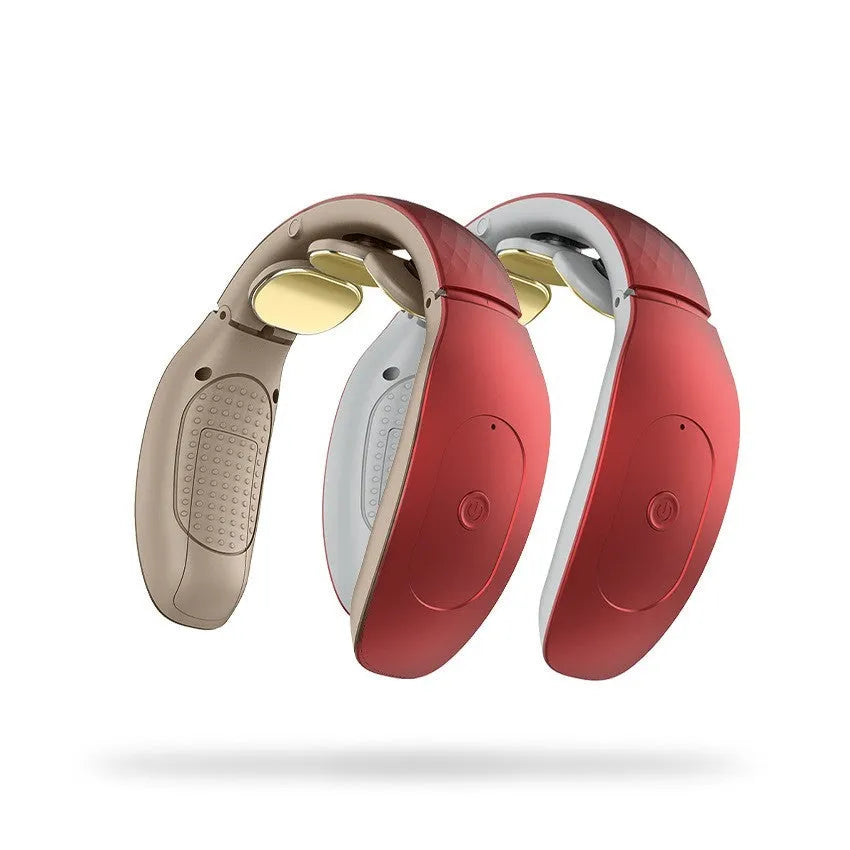 Intelligent cervical massager in red or white for neck and body relief with battery power