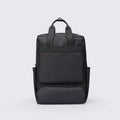 Elegant black Oxford cloth computer backpack with 20-35 litre capacity and a laptop compartment.