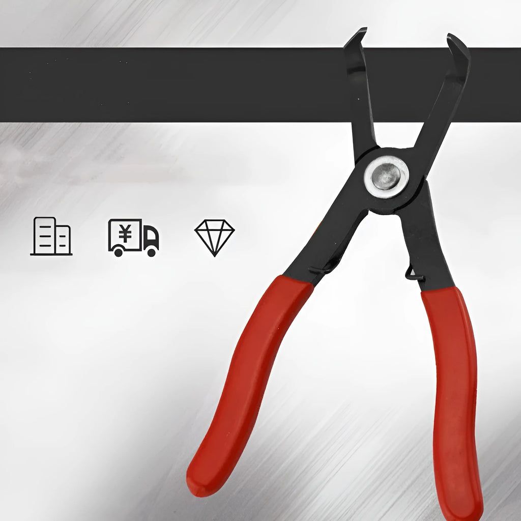 Red interior round nail removal pliers with 50# carbon steel jaws and PVC handle for car door panel repair