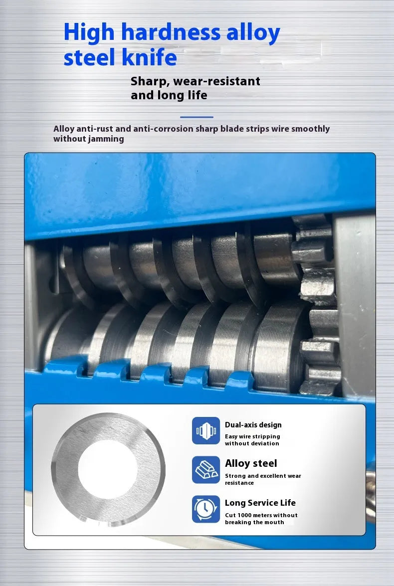 SD-017 manual wire stripping machine showing compact design and cable insertion point