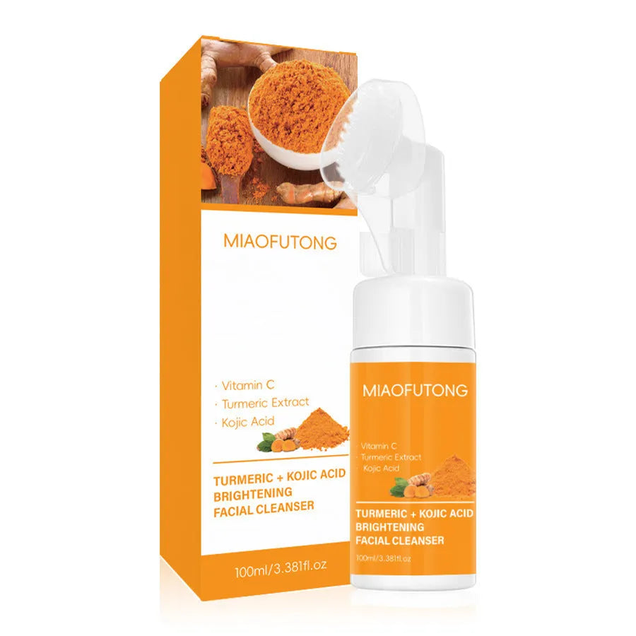 Turmeric facial cleansing pad set with 30 reusable pads, ginger soap and cleansing mousse components
