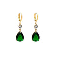 Green geometric teardrop earrings with alloy construction
