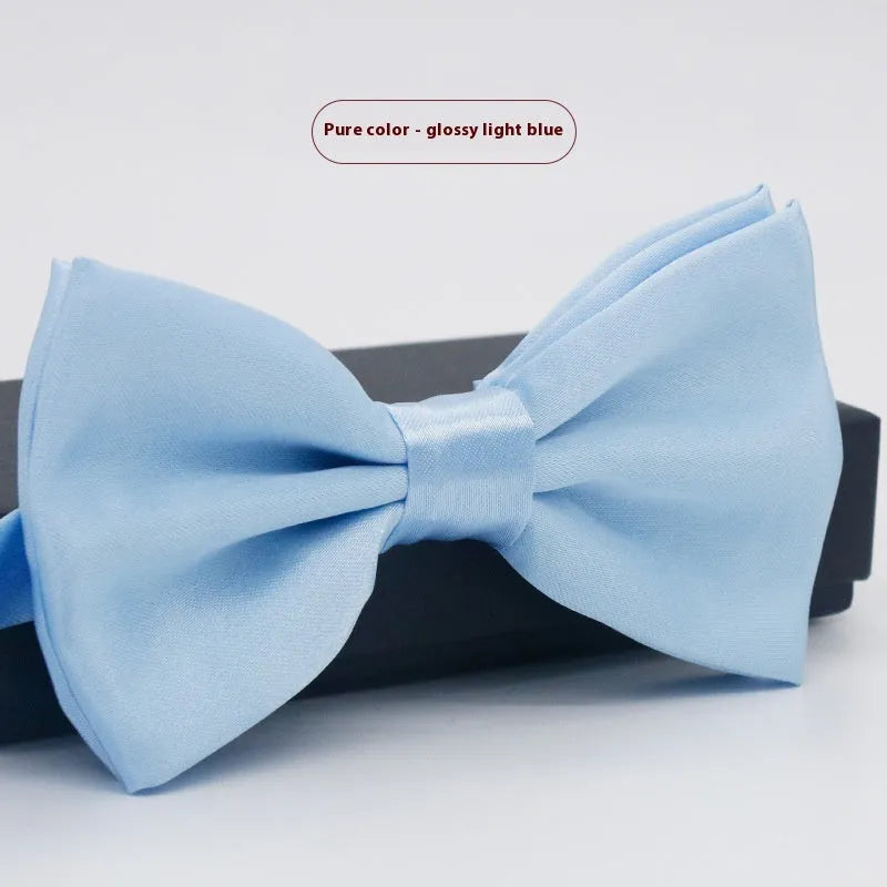 Men's solid colour formal bow tie in flat head style showing 12x6cm dimensions