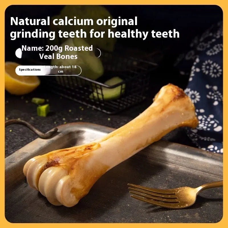 Puppy molar rod chew toy for teeth cleaning in three sizes with roasted ox bone material