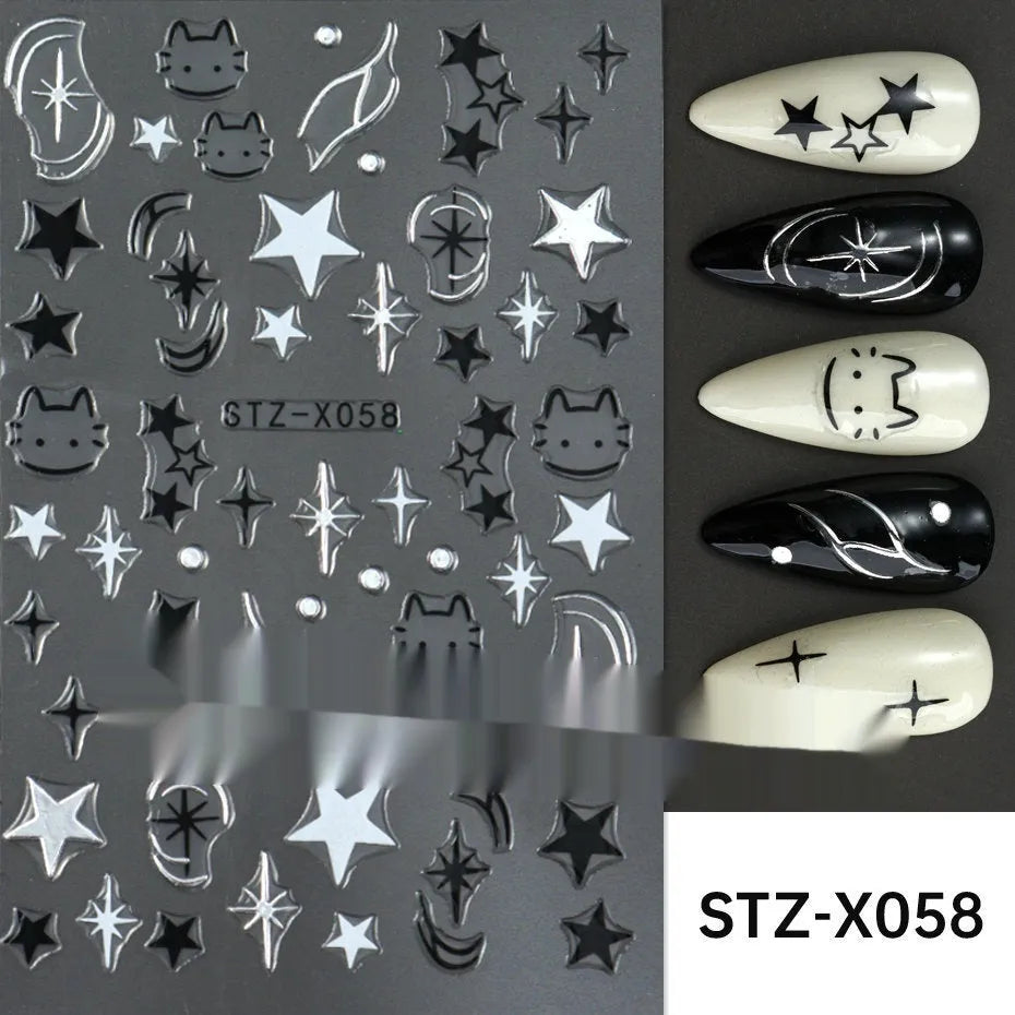 Black and silver stripe nail art stickers for French manicure designs in plastic material