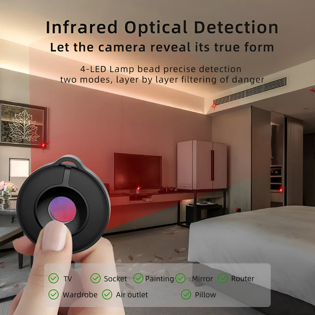 Black infrared camera detector with compact design for privacy protection scanning