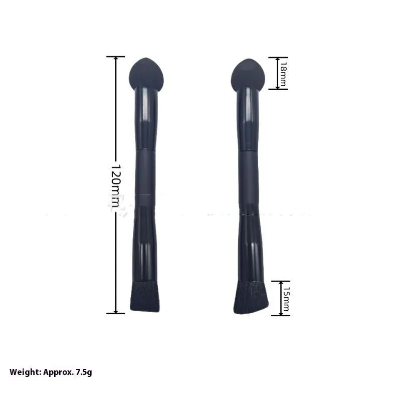 Black sponge tip concealer brush with wooden handle for dark circle coverage