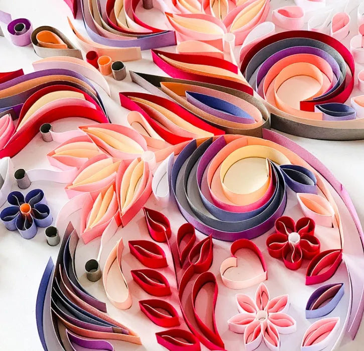 20-inch butterfly quilling craft kit with paper illustration, tools, and blue or pink colour options