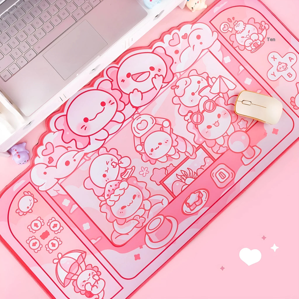Hexagonal dragon crane machine large mouse pad 75x40cm with cartoon anime design and wrist support