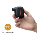 Black AS100 electric bike pump with USB cable and waterproof bag on a white background.