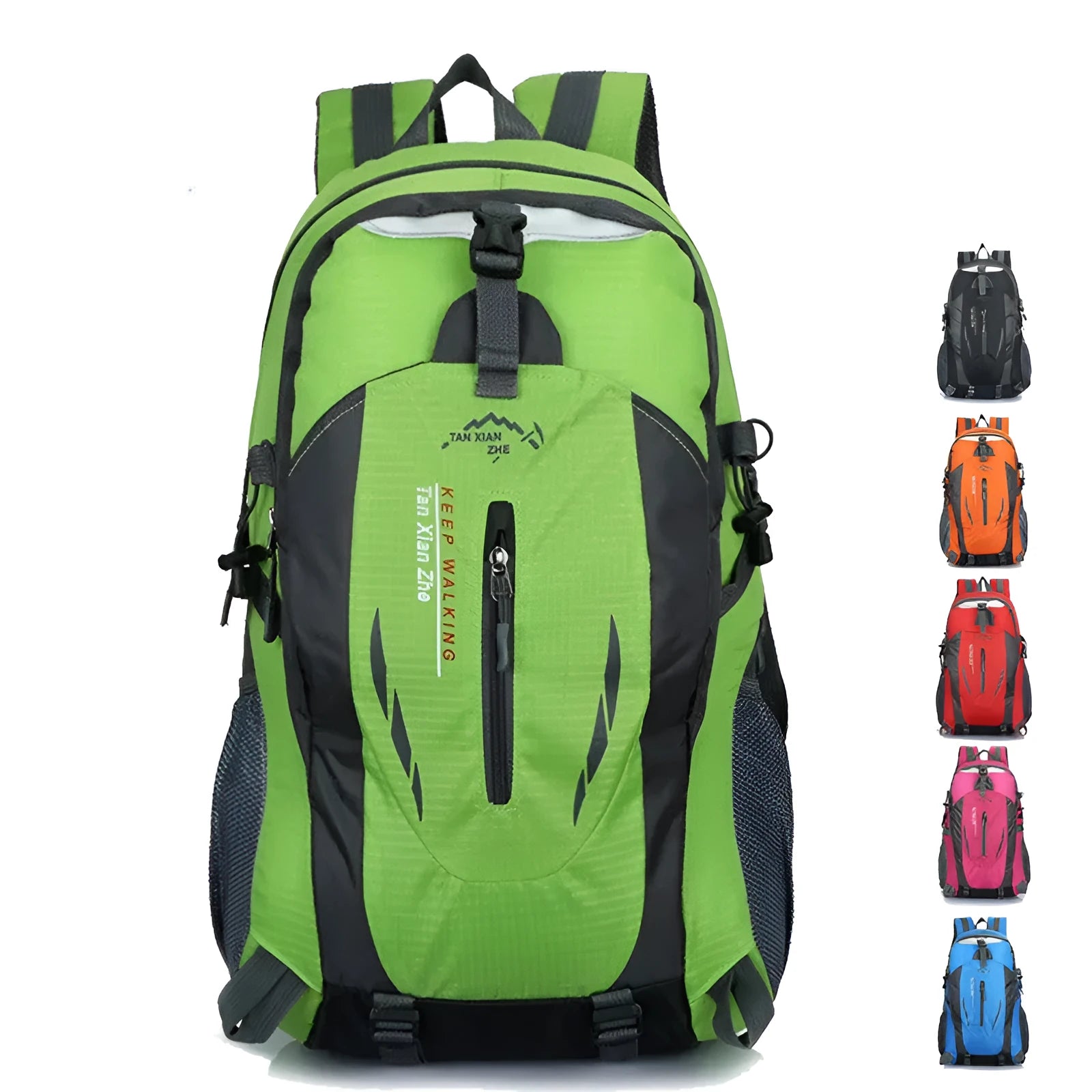 Large black Oxford cloth travel backpack showing front view with straps and soft handle.