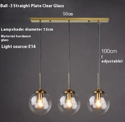 Nordic style round ball glass chandelier with multiple colour options for living room or dining room