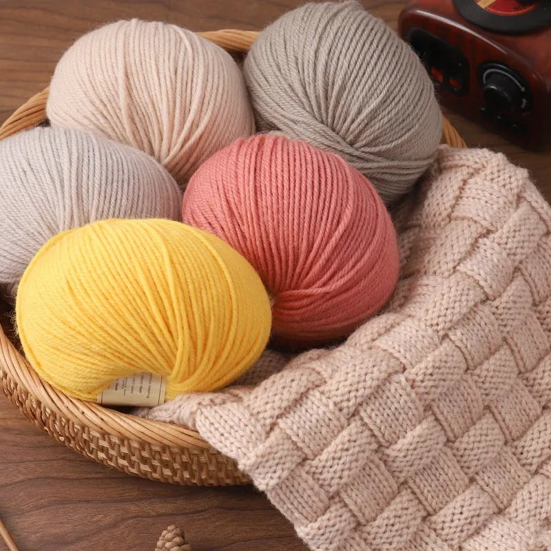 Hand knitting wool yarn for baby projects in various colours with 10 needle size specification