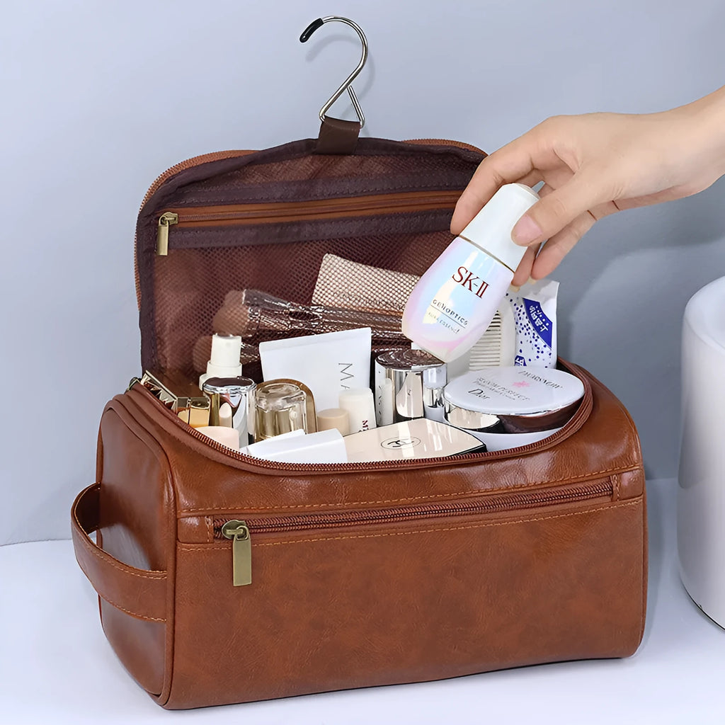 Large waterproof cosmetic storage bag in multiple colour options for skincare and makeup organisation