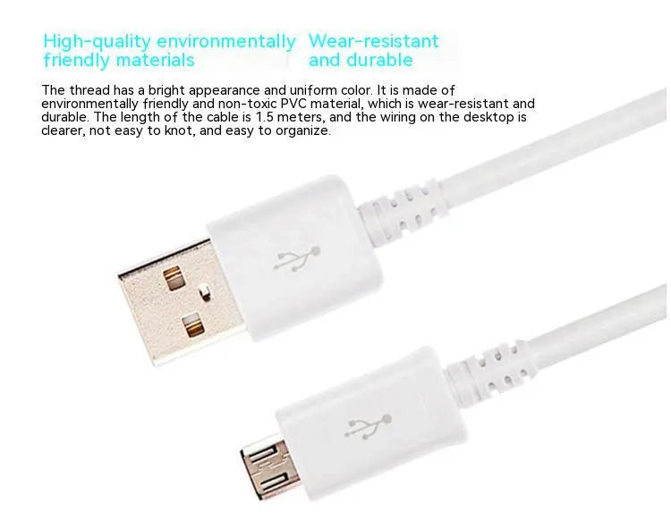Black and white Android universal data cable with Micro USB connector, length 1 metre.