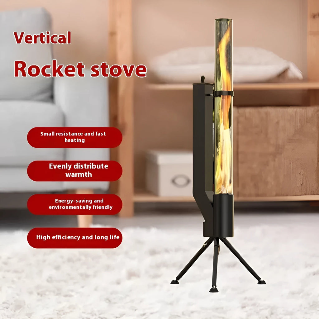Vertical iron wood burning rocket furnace heating stove for courtyards
