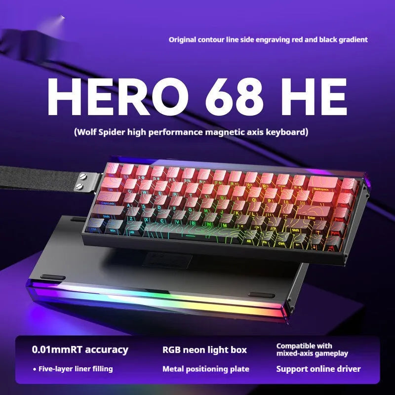 Wired magnetic axis mechanical keyboard with RGB lights in multiple colour and style options.