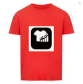Red and white striped short sleeve T-shirt made from silk and linen blend fabric.