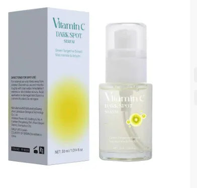 30ml bottle of Vitamin C facial essence serum with a pump dispenser for spot treatment.