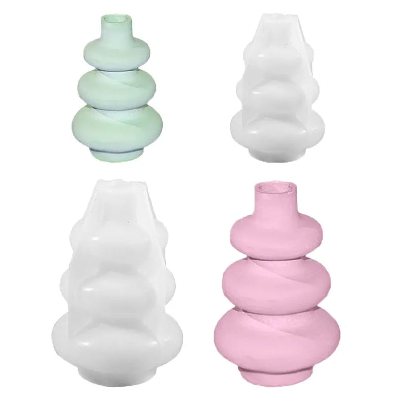 Three layer circle vase silicone mould for decorative baking and craft ornaments