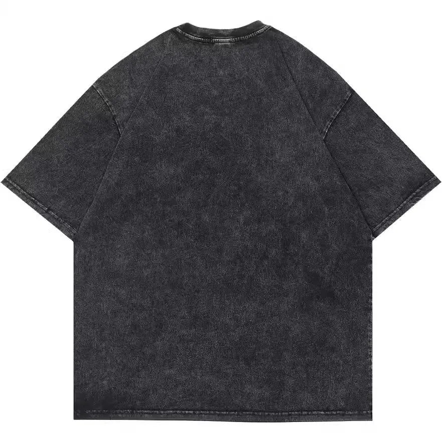 Men's retro cartoon print pure cotton short sleeve t-shirt in loose streetwear style