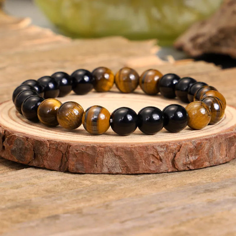 Tiger eye stone tassel necklace with 81cm length and ball bead chain, showing drop shape pendant