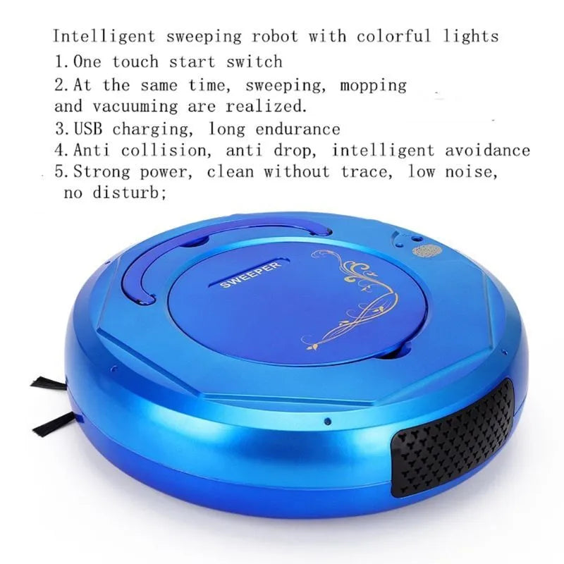 Lazy Smart Vacuum Cleaner Robot in black colour cleaning marble floor with 1800Pa suction