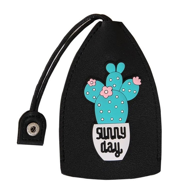 Cartoon pull-out key case in PU leather with colourful design, showing compact 14cm by 7.5cm dimensions