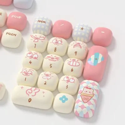 Sublimation printed cartoon theme keycap set for mechanical keyboard with pig party and capybara designs