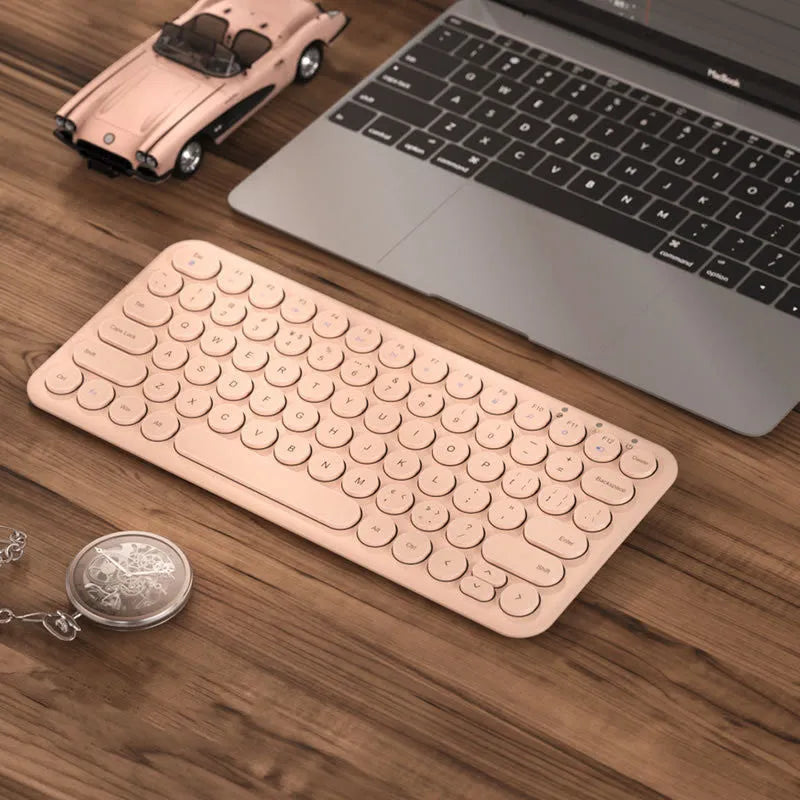 Ultra-thin wireless keyboard and mouse set in black white or pink colours with mute keys and 1000DPI resolution