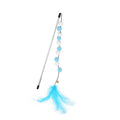 31cm acrylic cat teaser rod with bell and contrasting pompon feather in four colour options