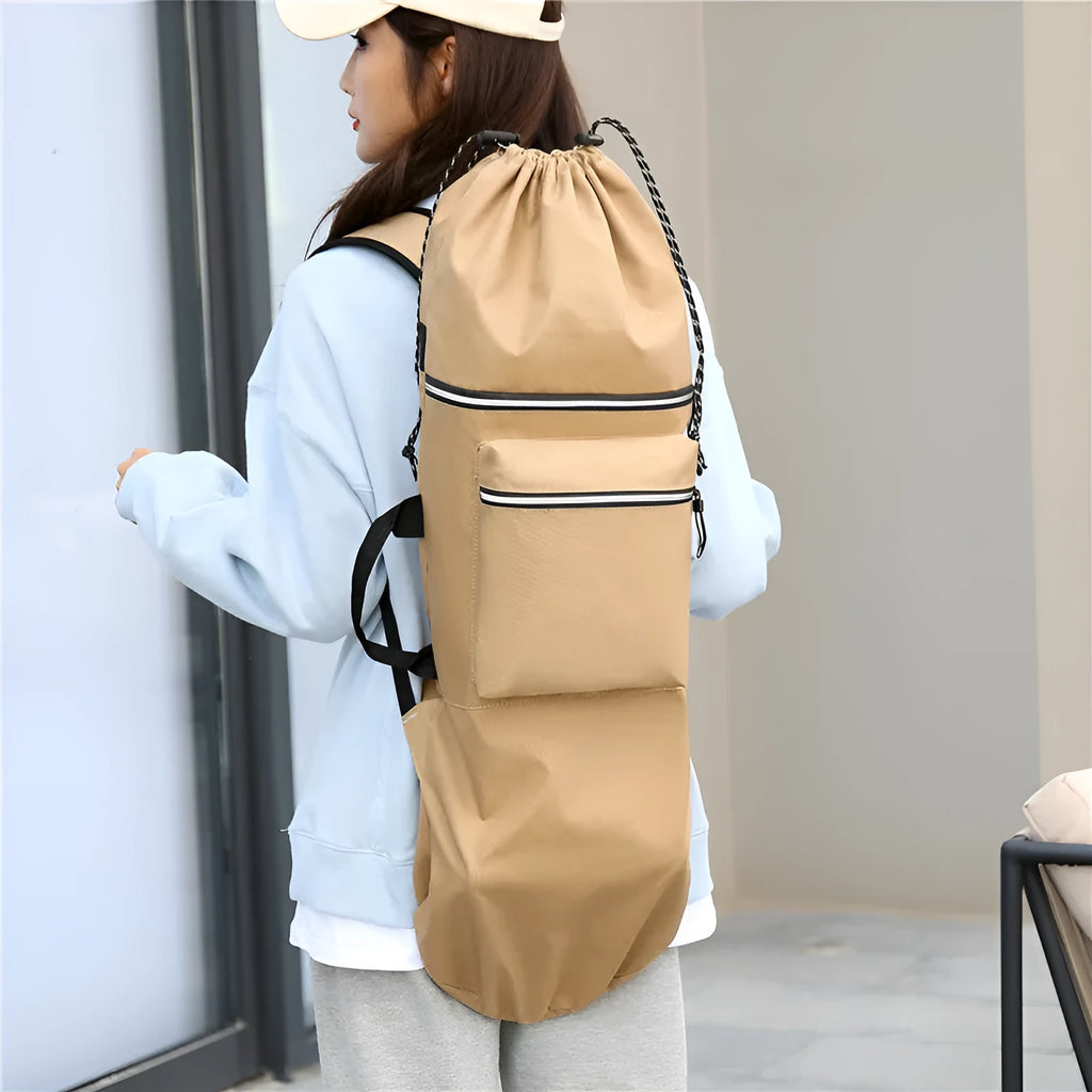 Lightweight waterproof skateboard backpack with camouflage pattern for fishing rods and outdoor sports gear