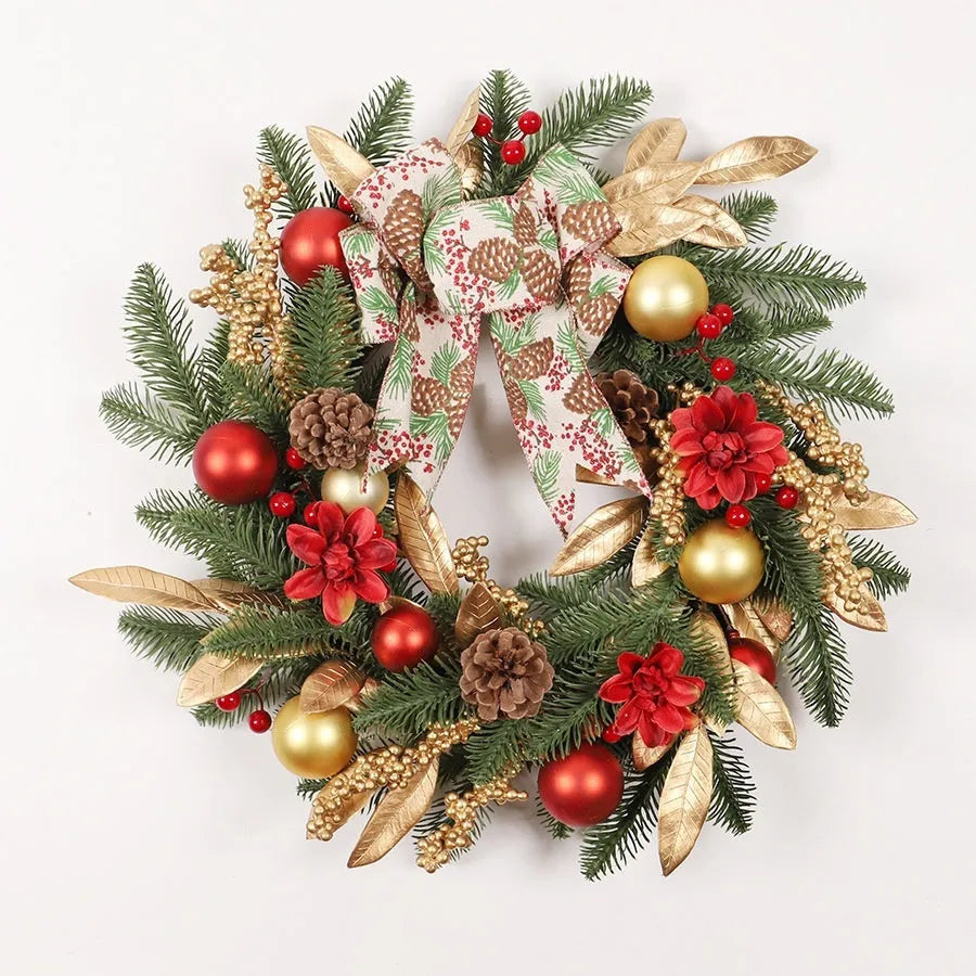American country style plastic Christmas garland in four sizes with optional LED lighting for ceiling or wall display