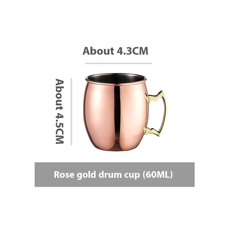 Stainless steel Moscow mule cup with copper plating in multiple colour options and capacity sizes