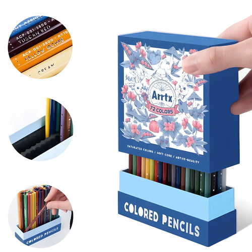 Boxed set of 72 or 126 soft core colour pencils with basswood barrels for art and examination use