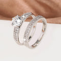 Copper zircon hollow ring with geometric design in golden-white zirconium finish
