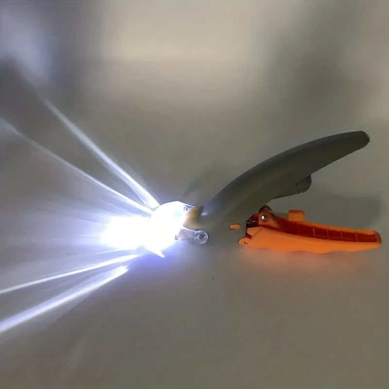Yellow LED pet nail trimmer with magnifying glass and 4 lights for cats and dogs