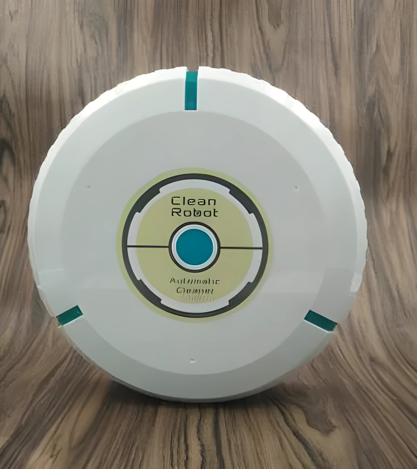 AC automatic sweeping robot on wooden floor with black ABS plastic body