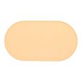 Silicone waterproof cat feeding placemat in beige colour on a wooden floor next to a pet bowl.